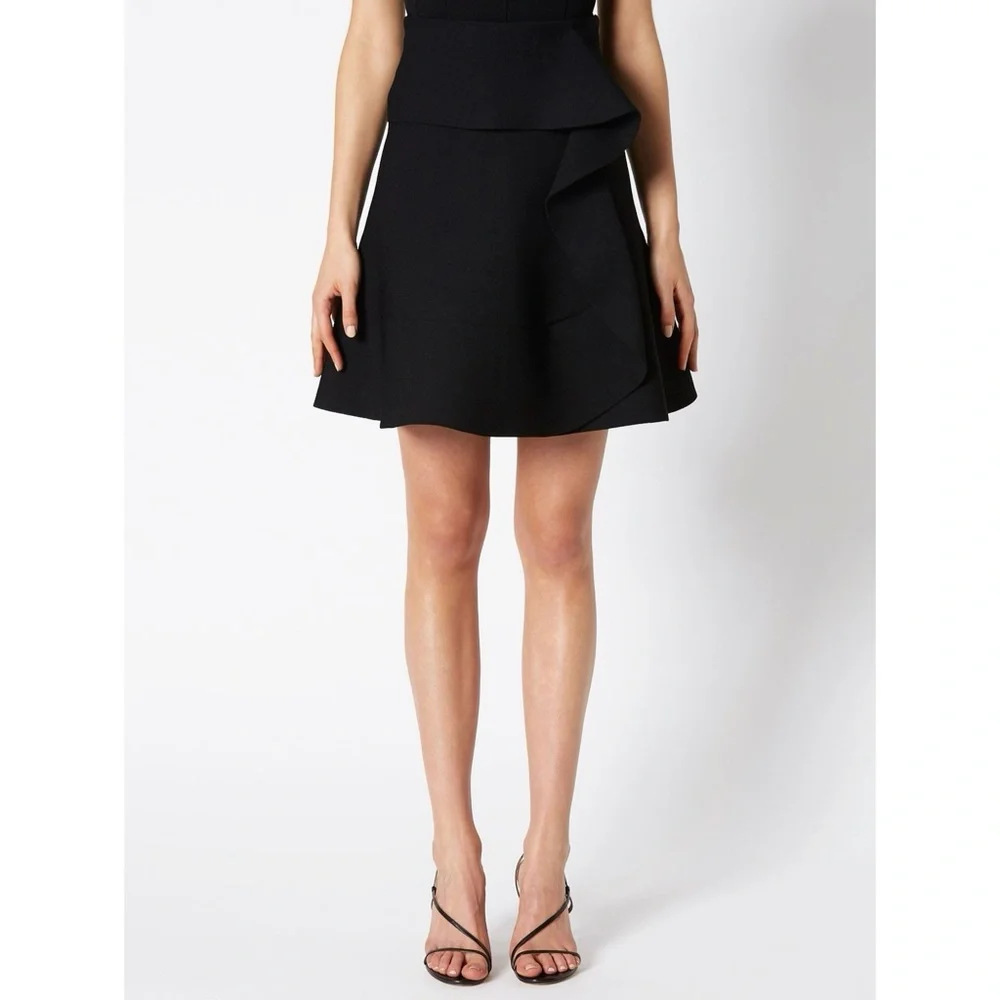 Scanlan Theodore Black Ruffled Mini Skirt